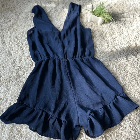 Parc & Lex navy blue frilly short adorable cute summer spring romper one… - Picture 1 of 4